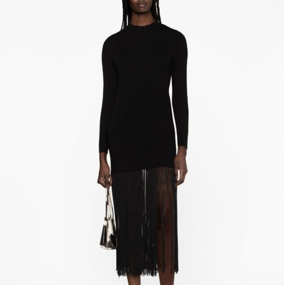 SANDRO fringed knit maxi  dress - Picture 2 of 5